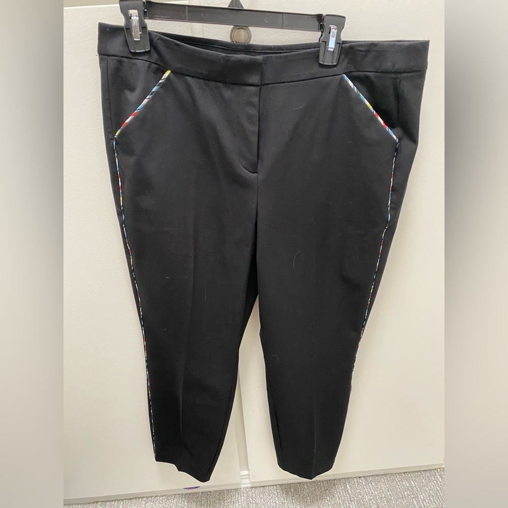 Alfani color stripe detailed black slacks